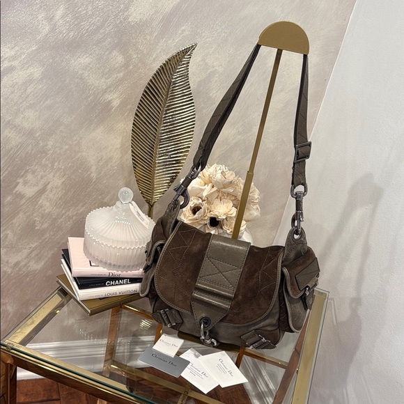 Christian Dior Green Calfskin Suede Rebelle Hobo Bag - Picture 2 of 16